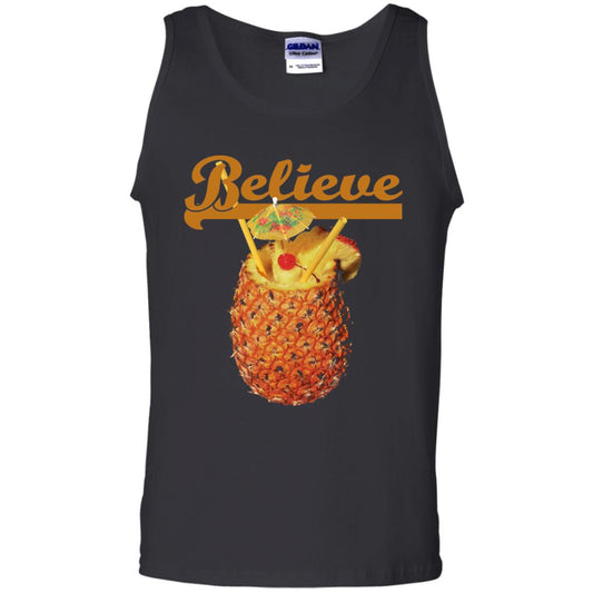 Believe Pineapple Cuptropical Drink T-shirt Black