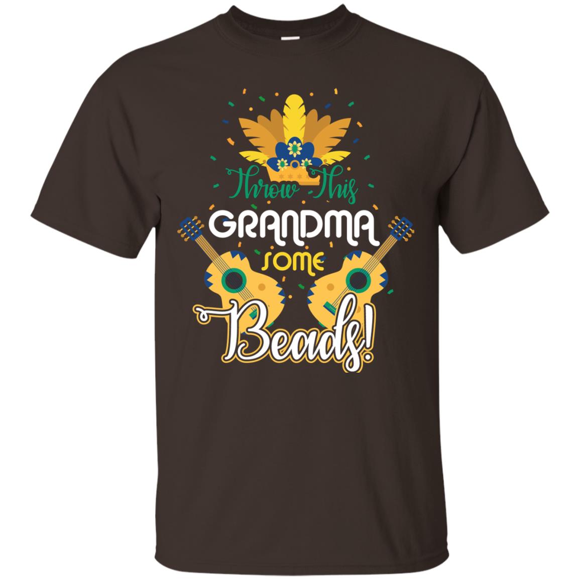 Mardi Gras T-shirt Throw This Grandma Some Beads Dark Chocolate