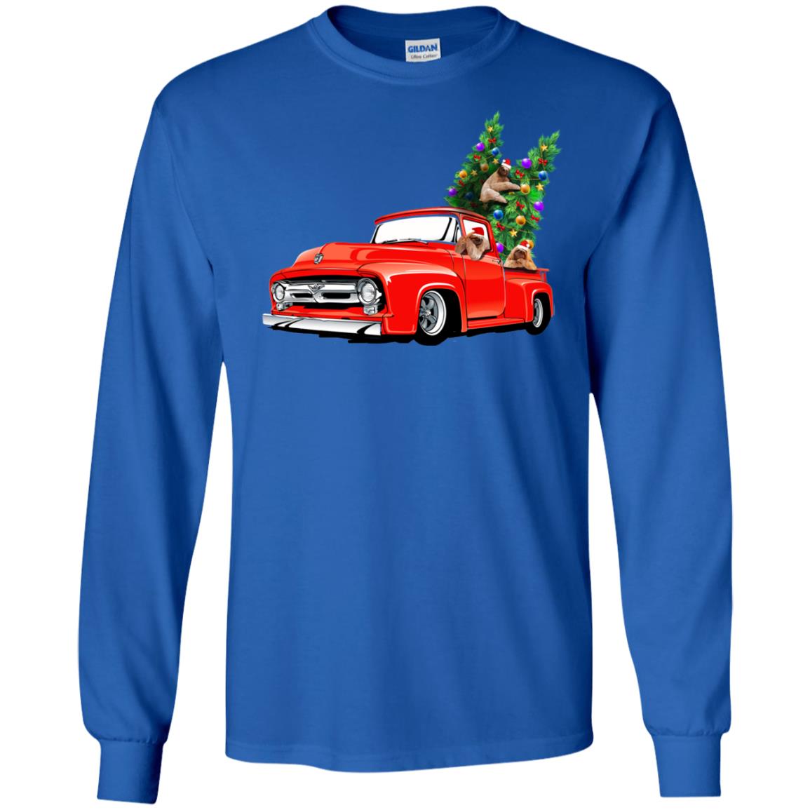 Christmas Tree And Sloths On Car X-mas Gift Shirt Royal