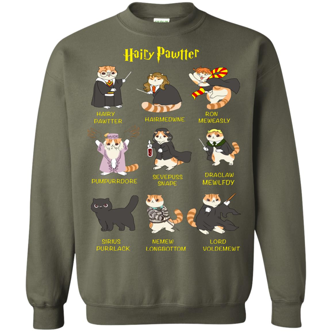 Hairy Pawtter Harry Potter Fan T-shirt Military Green