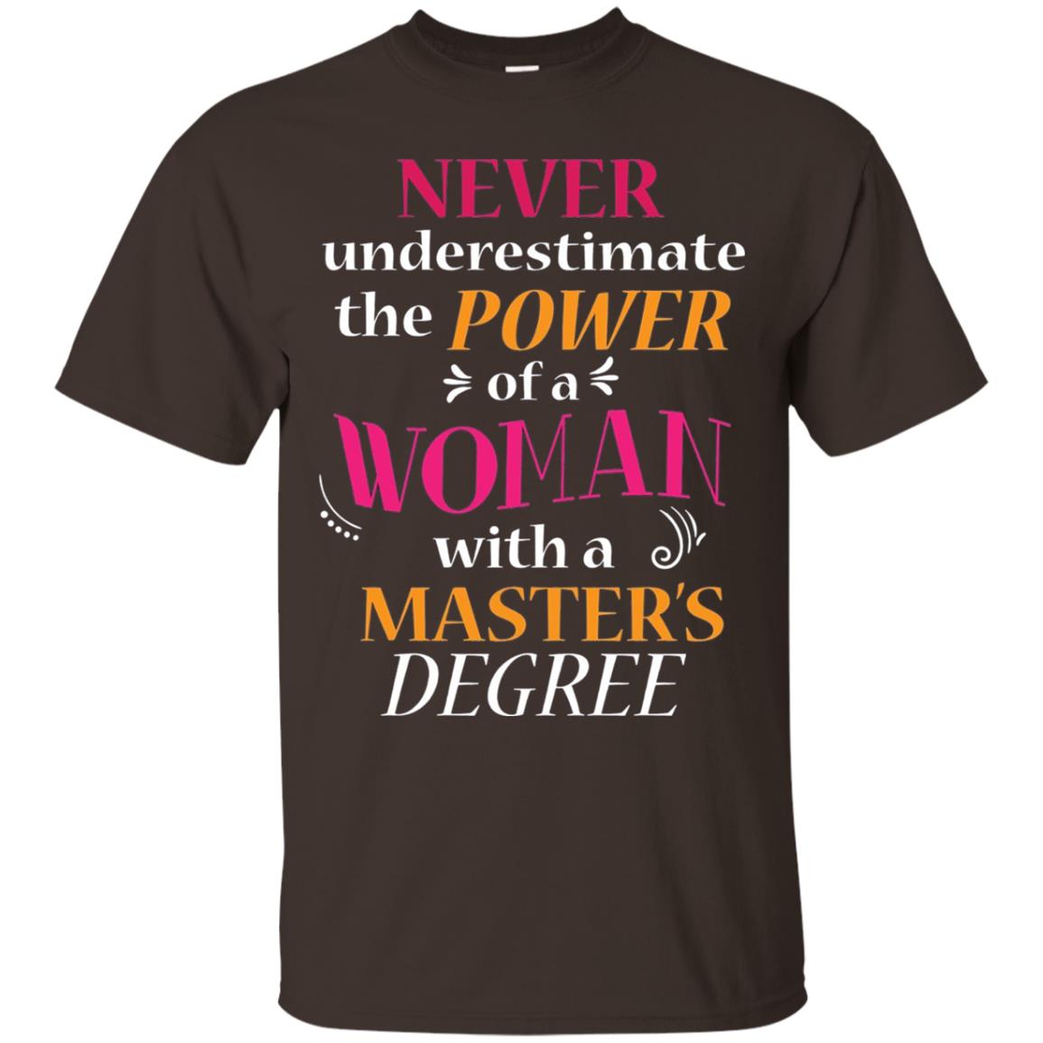 Funny Masters Degree T-shirt Never Underestimate The Power Dark Chocolate