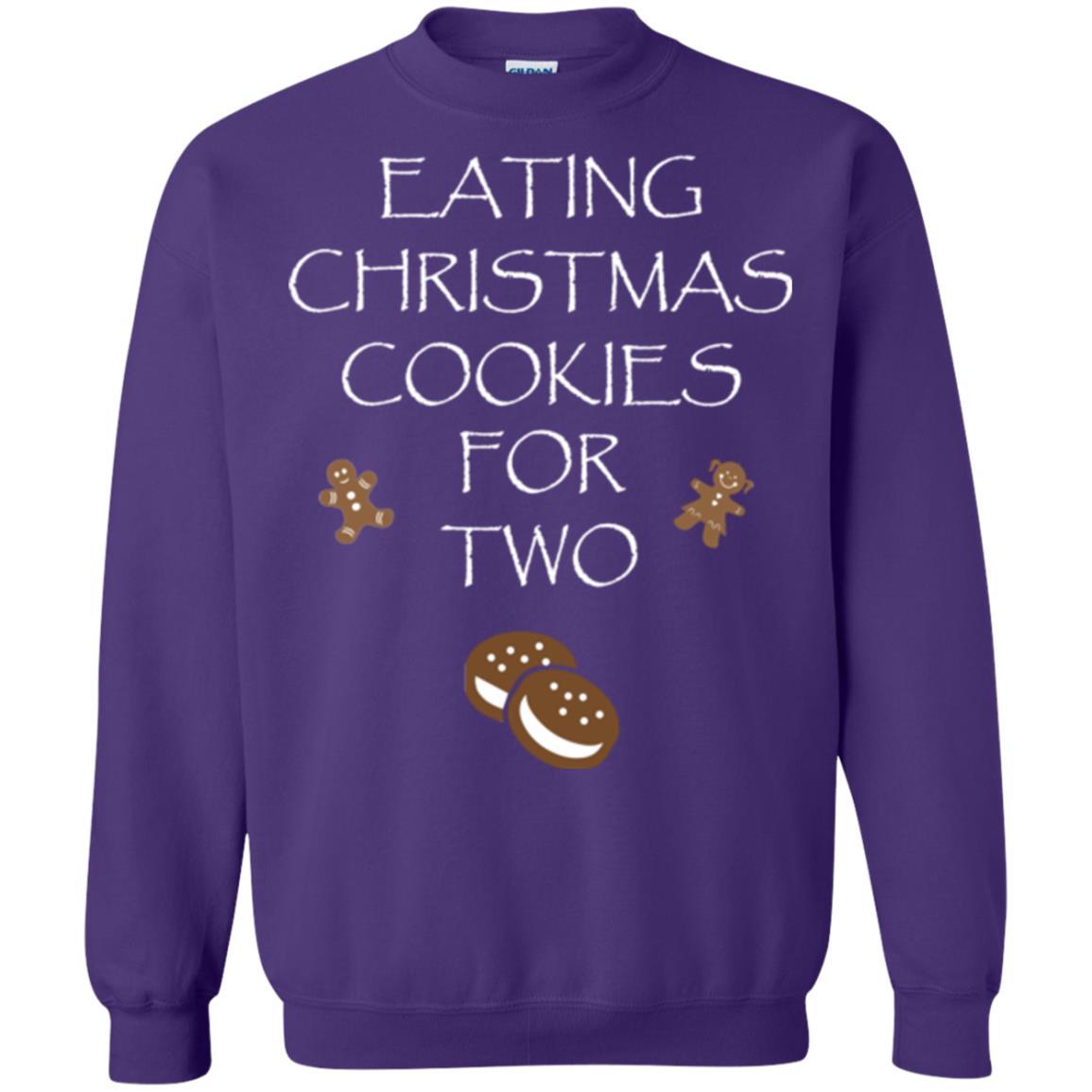 Christmas T-shirt Eating Christmas Cookies For Two Purple