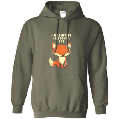 Funny Fox T-shirt I Just Really Like Foxes Ok Military Green