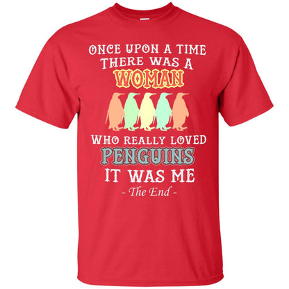There Was A Woman Who Really Loved Penguins It Was Me Shirt Red