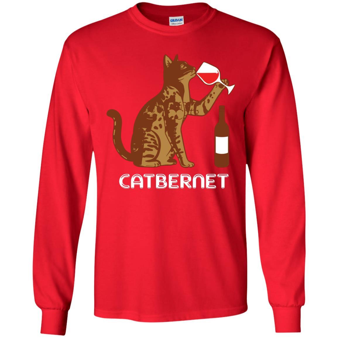 Cat Lovers T-shirt Catbernet Cat Wine Red