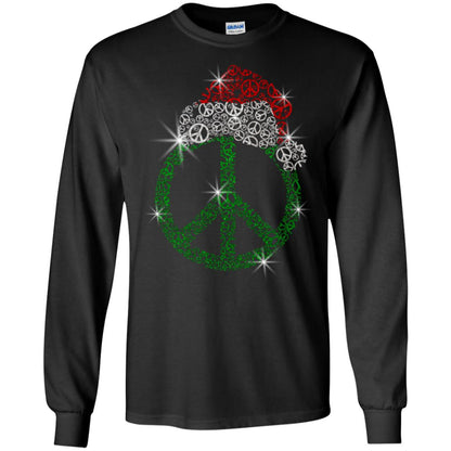 Peace Sign With Santa Ha Christmas Idea Gift Shirt Black