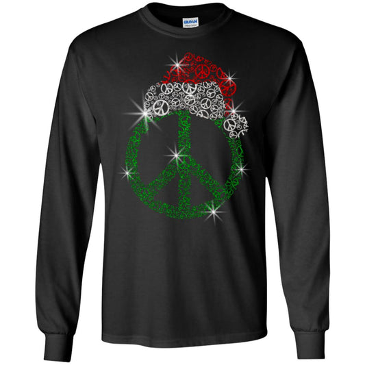 Peace Sign With Santa Ha Christmas Idea Gift Shirt Black
