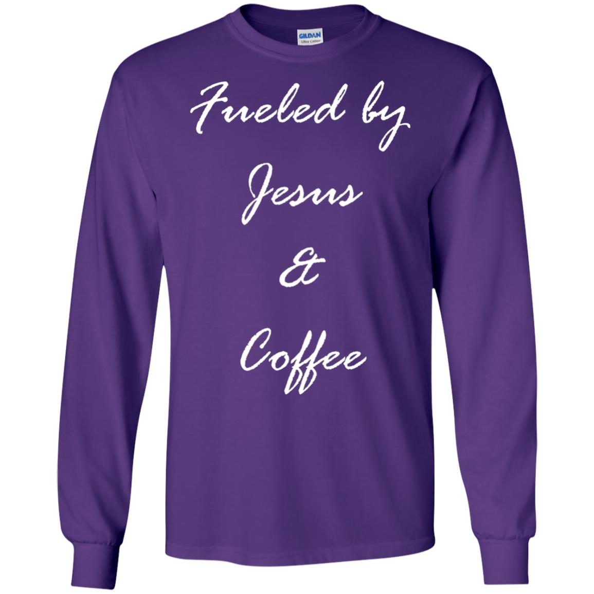 Fueled By Jesus Coffee Graphic Christian T-shirt Purple