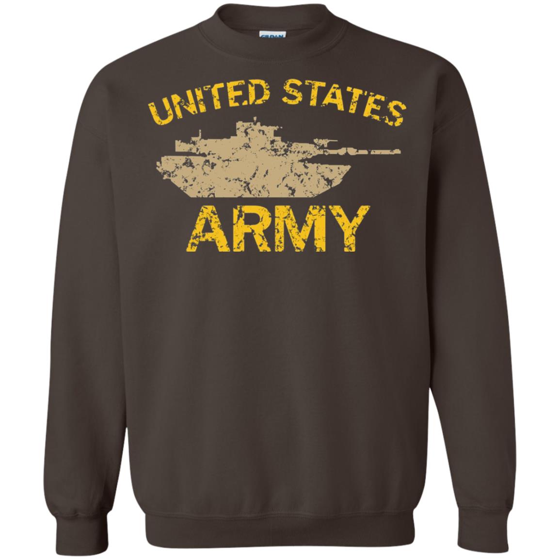 United States Army M1a2 Abrams Tusk Tank Grunge T-shirt Dark Chocolate