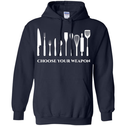 Chef Kitchen Cutlery T-shirt Choose Your Weapon Navy