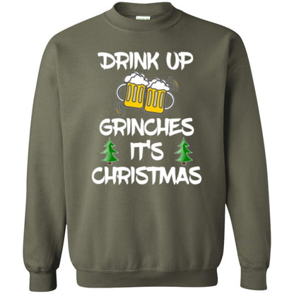 Beer Lover T-shirt Drink Up Beer Grinches It's Christmas Military Green