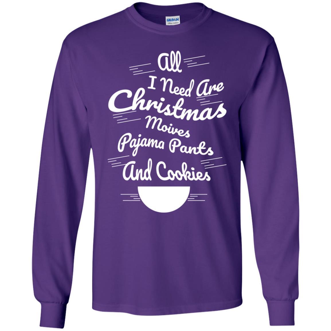 Christmas T-shirt All I Need Are Christmas Movies Pajama Pants Purple