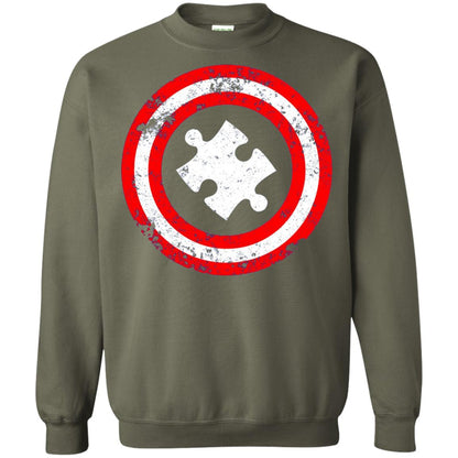 Captain Autism Superhero T-shirt Autism Awareness Military Green