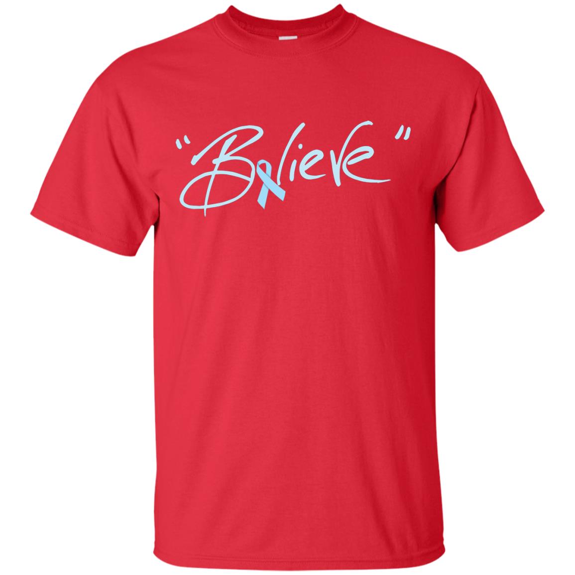 Prostate Cancer Awareness Shirt Blue Ribbon Believe Red