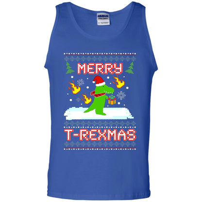 Merry T-rexmas X-mas Dinosaur Saurus Gift Shirt Royal