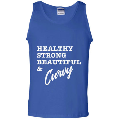 Bold Exercise T-shirt Healthy Strong Beautiful And Curvy Royal