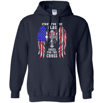 Christian T-shirt Stand For The Flag Kneel For The Cross Navy