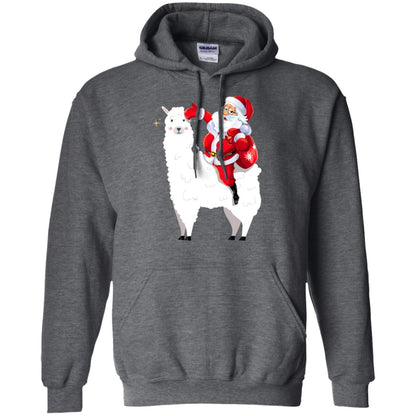 Alpaca Llama And Santa Claus X-mas Gift Shirt Dark Heather