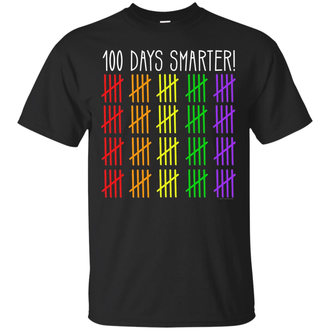 Kids T-shirt 100 Days Smarter Counting Hash Marks Days Of School Black