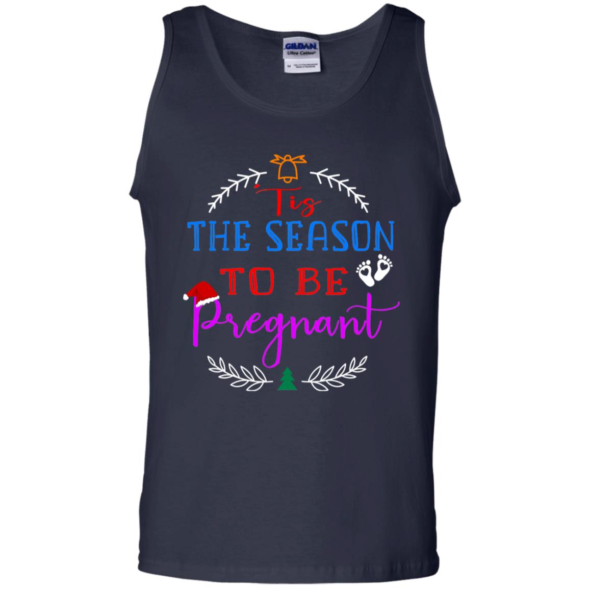 Tis Season To Be Pregnant Pregnancy Announcement Gift Shirt Navy