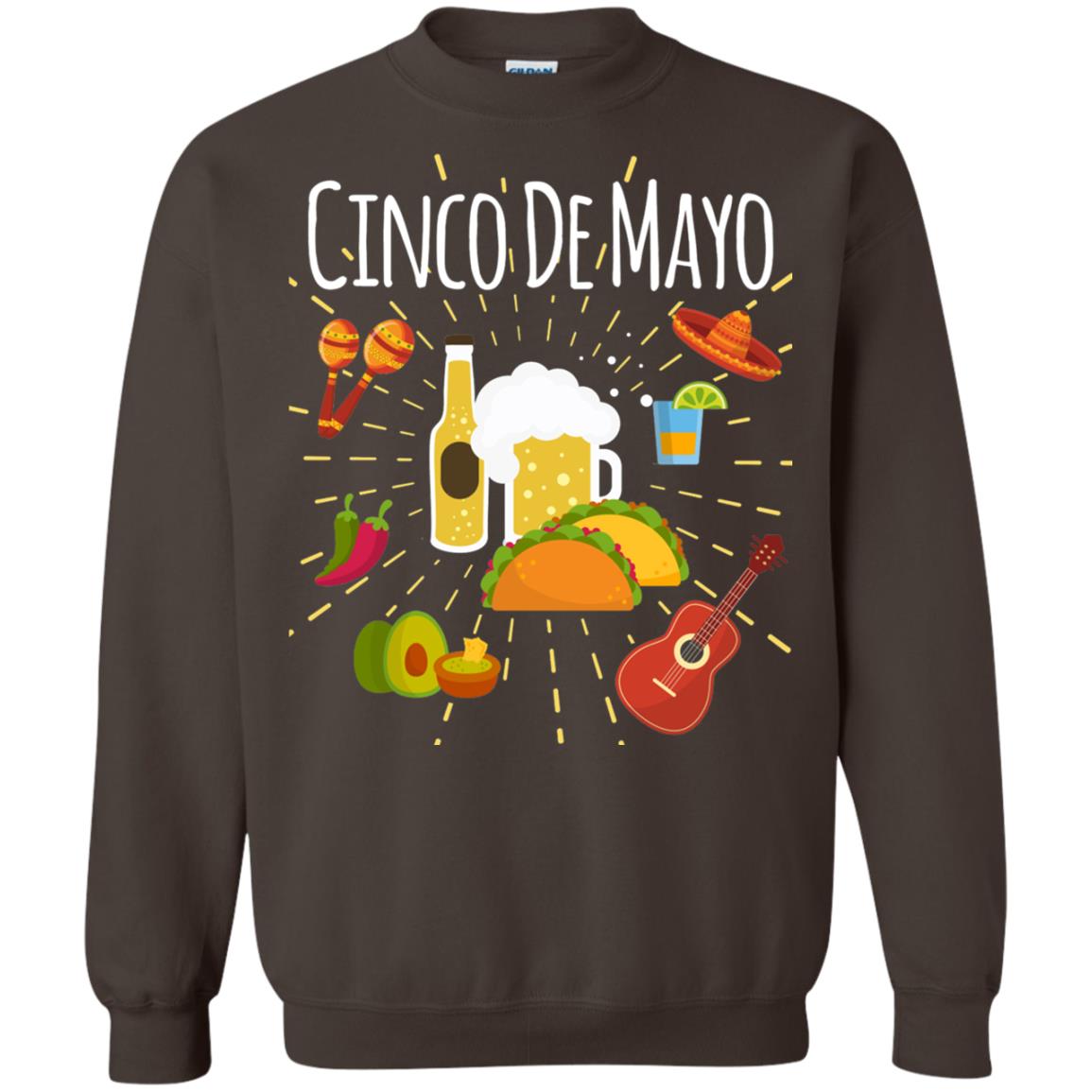 Cinco De Mayo Beer Tacos Guitar Mexico Shirt Dark Chocolate