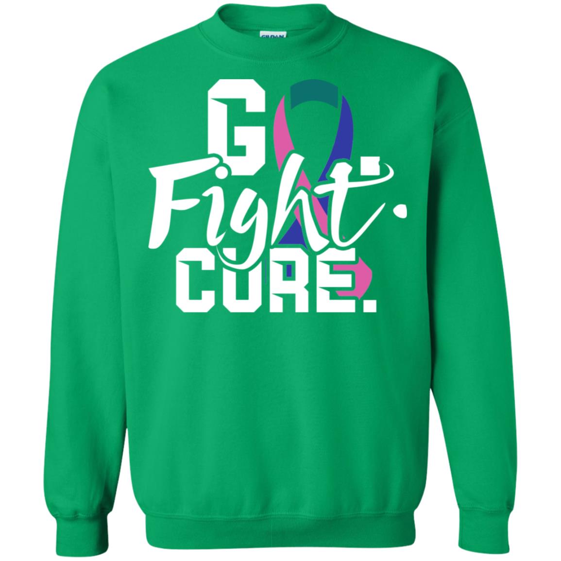 Thyroid Awareness Go Fight Cure Teal Pink Blue Ribbon Shirt Irish Green
