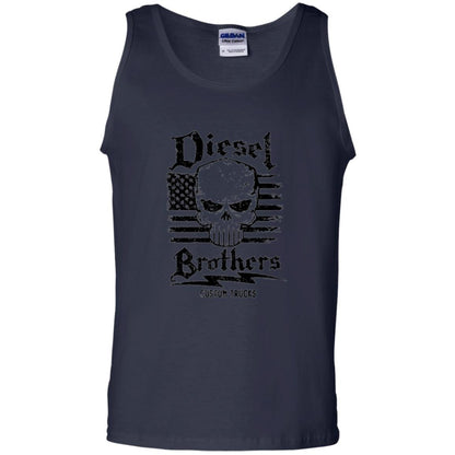 Diesel Brothers Custom Trucks Skull Usa Flag T-shirt Navy