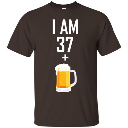 I Am 37 Plus 1 Beer 38th Birthday T-shirt Dark Chocolate