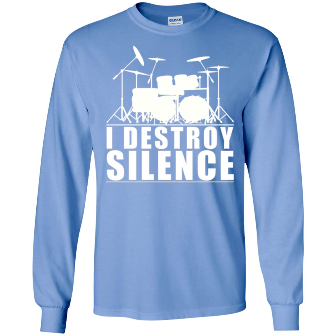 Drums Lover T-shirt I Destroy Silence Carolina Blue