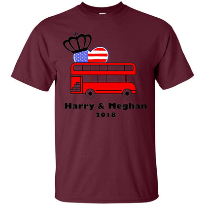 Harry And Meghan 2018 Royal Wedding Bus T-shirt Maroon
