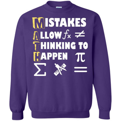 Math Lover T-shirt Mistakes Allow Thinking To Happen Purple