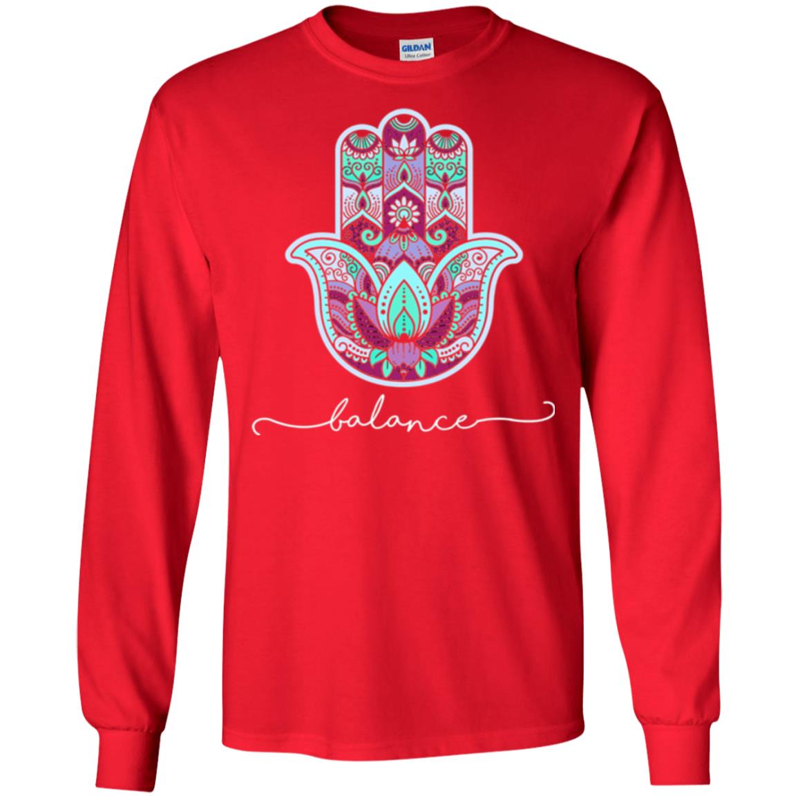 Balance Yoga Gym Hamsa T-shirt Red