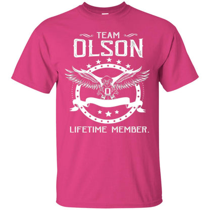 Family T-shirt Team Olson Lifetime Member Heliconia