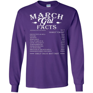 March Girl Facts Facts T-shirtG240 Gildan LS Ultra Cotton T-Shirt