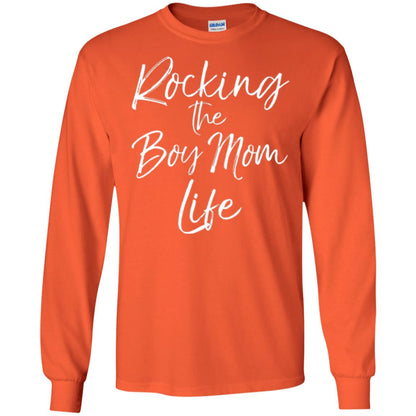 Mom T-shirt Rocking The Boy Mom Life Orange