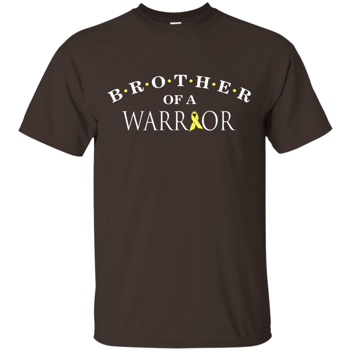 Brother Is A Warrior Childhood Cancer Awareness T-shirt Dark Chocolate