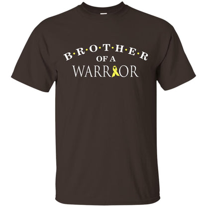 Brother Is A Warrior Childhood Cancer Awareness T-shirt Dark Chocolate