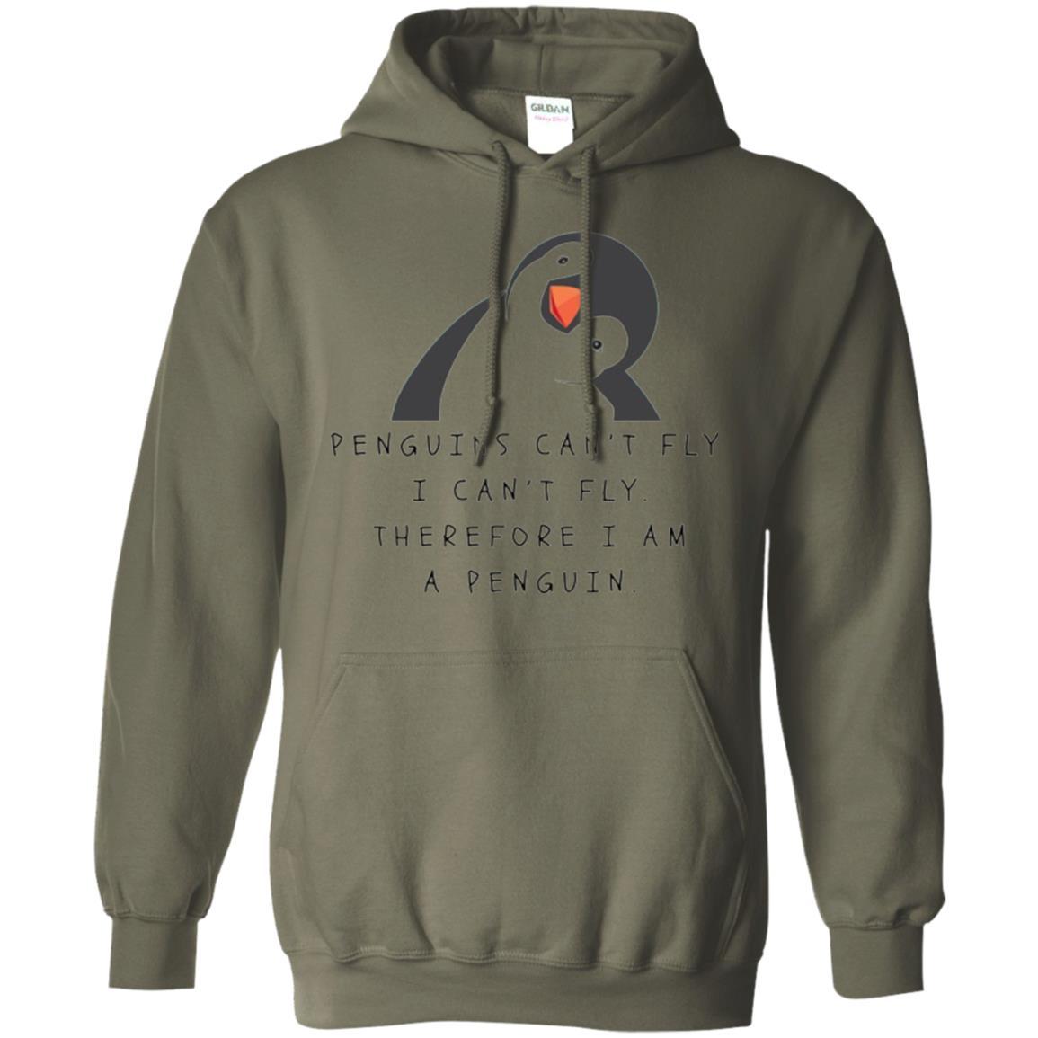 Penguins T-shirt Penguins Can't Fly I Can't Fly Military Green