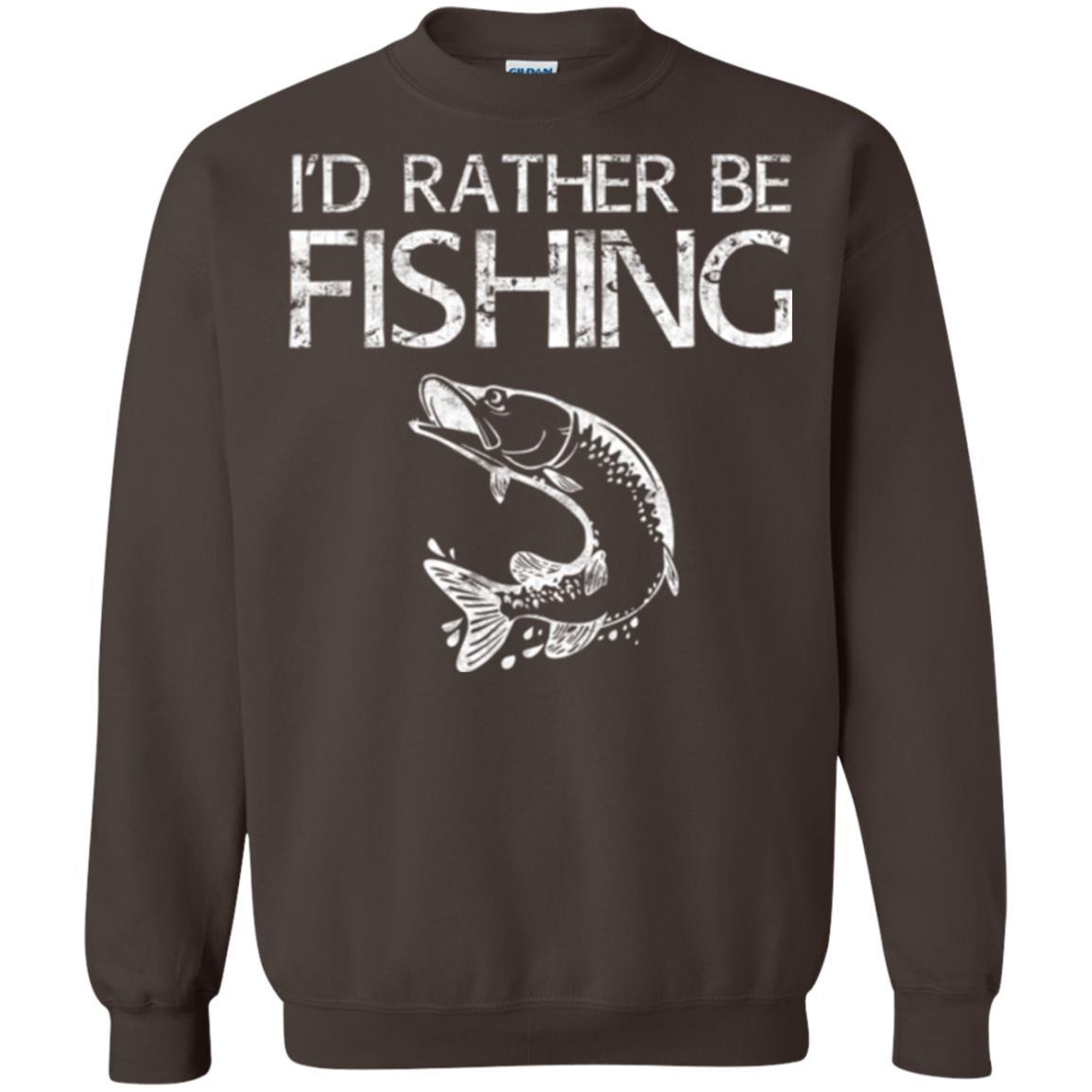 Fisherman T-shirt I'd Rather Be Fishing Dark Chocolate