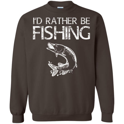 Fisherman T-shirt I'd Rather Be Fishing Dark Chocolate