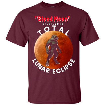 Best Total Lunar Eclipse Shirt 2018 - Blood Moon Werewolf T-shirt Maroon