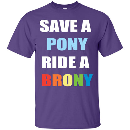 Save A Pony Ride A Brony Funny Bronies T-shirt Purple