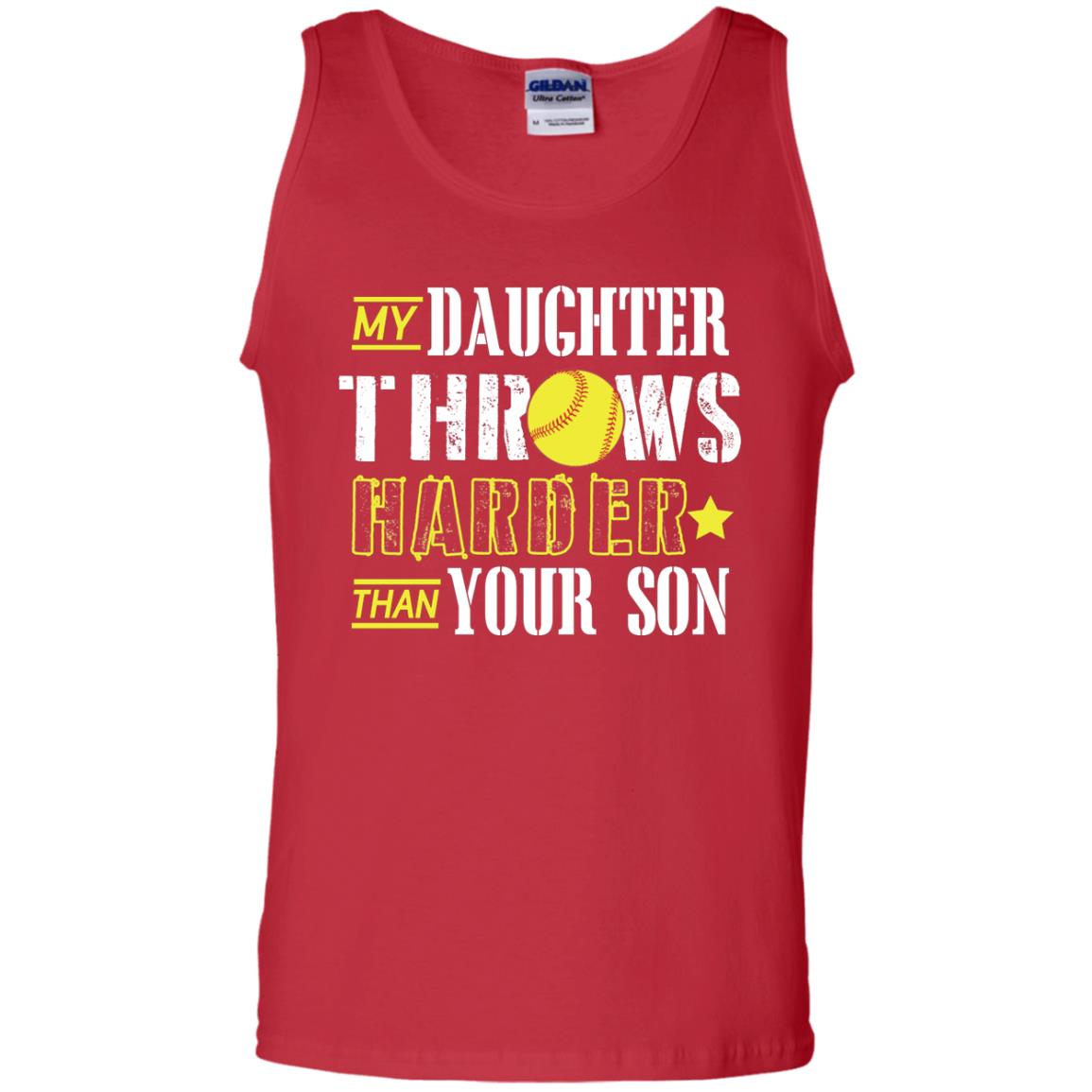 My Daughter Throws Harder Than Your Son Softball Parents T-shirt Red