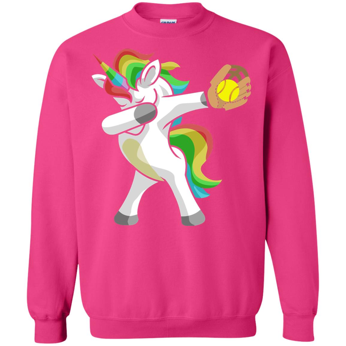Dabbing Unicorn Softball T-shirt Funny Dabbing Heliconia