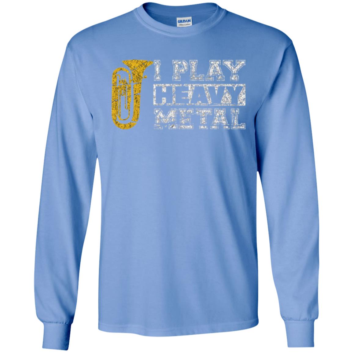 Funny Band Distressed T-shirt I Play Heavy Metal Carolina Blue