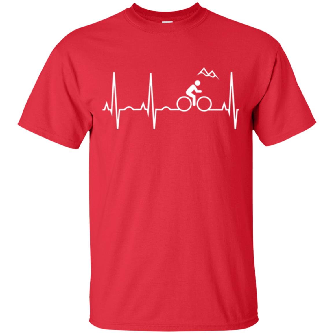 Mountain Bike Heartbeat Mountain Biking T-shirt Red
