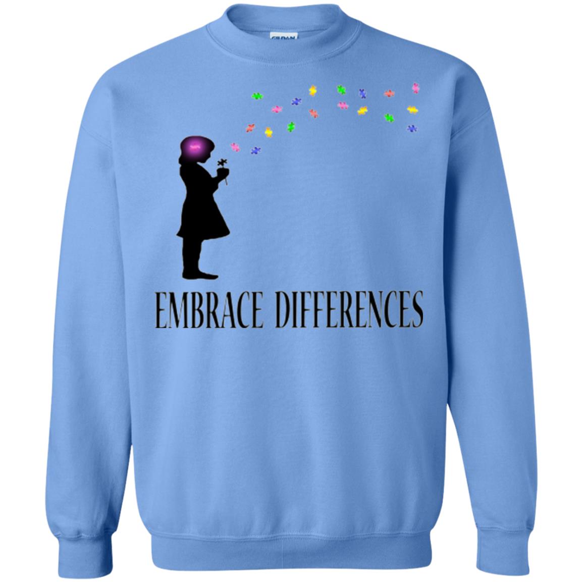 Embrace Differences Shirt Proud Autism Awareness T-shirt Carolina Blue