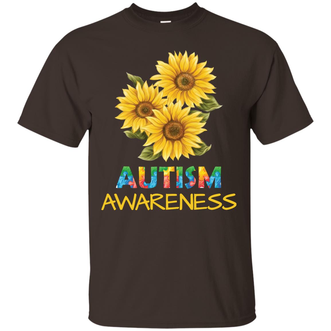 Autism Awareness Sunflower Shirt Dark Chocolate