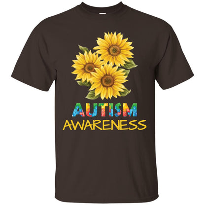 Autism Awareness Sunflower Shirt Dark Chocolate