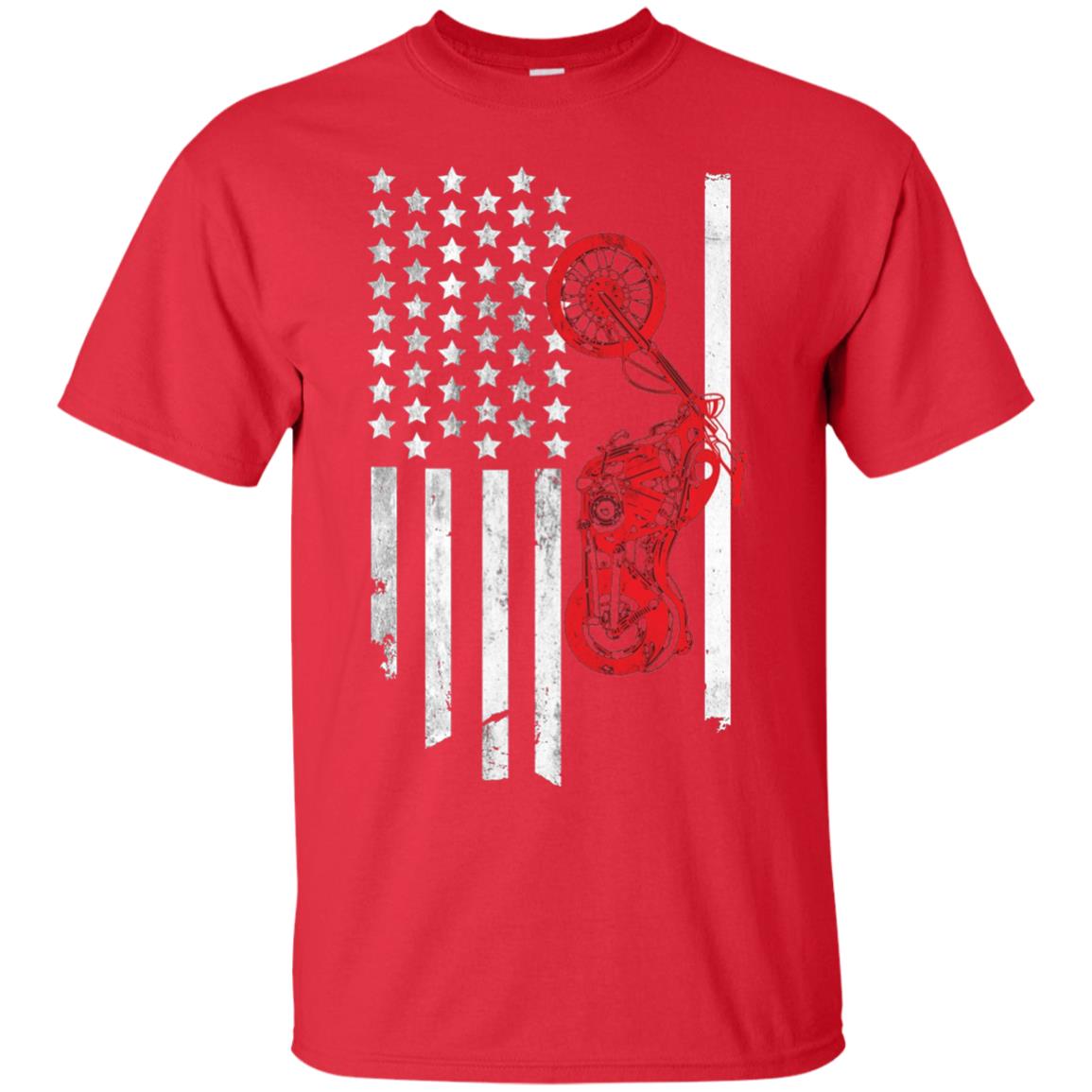 Old American Flag Motorcyclist Shirt Red